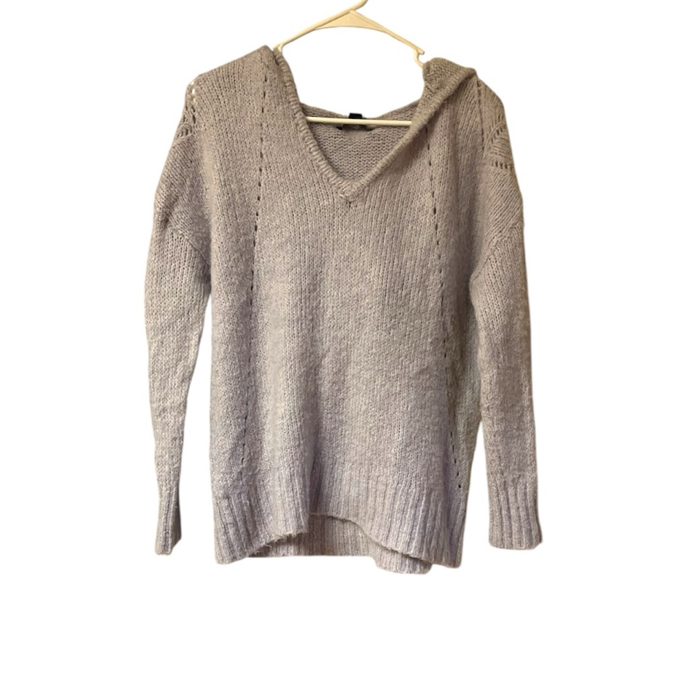 American Eagle Outfitters Women's Lilac Oversized V-neck Hooded Sweater, M